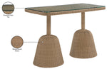 Seacrest - Tempered Glass Top And Wicker Outdoor Patio Bar Height Table