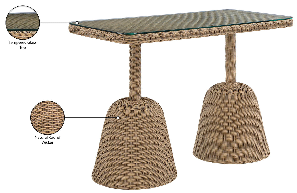 Seacrest - Tempered Glass Top And Wicker Outdoor Patio Bar Height Table