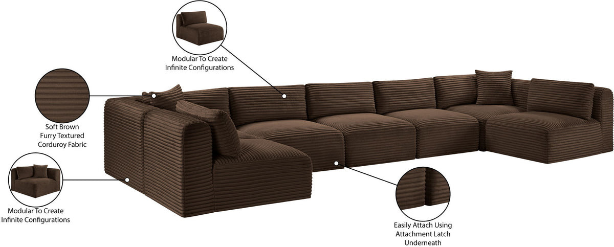 Shaggy - 7 Piece Modular U-Shaped Armless Sectional