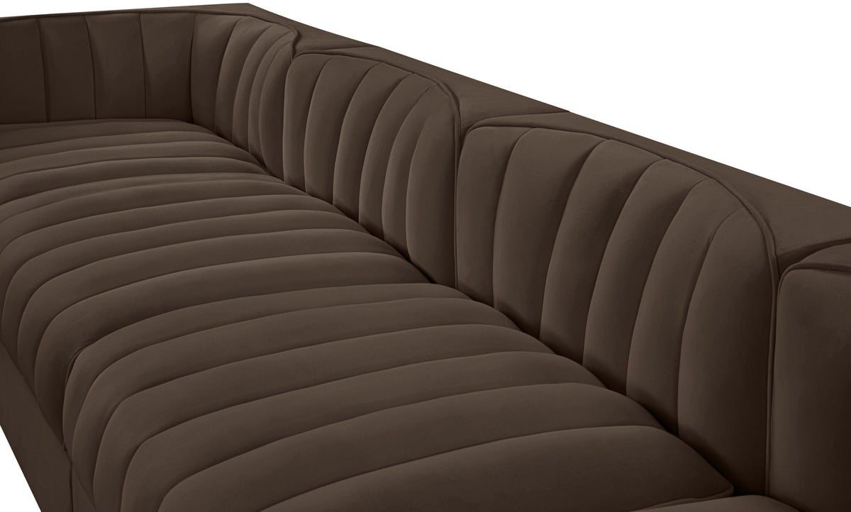 Rummi - Velvet Performance Fabric Upholstered 5 Piece Modular Sofa