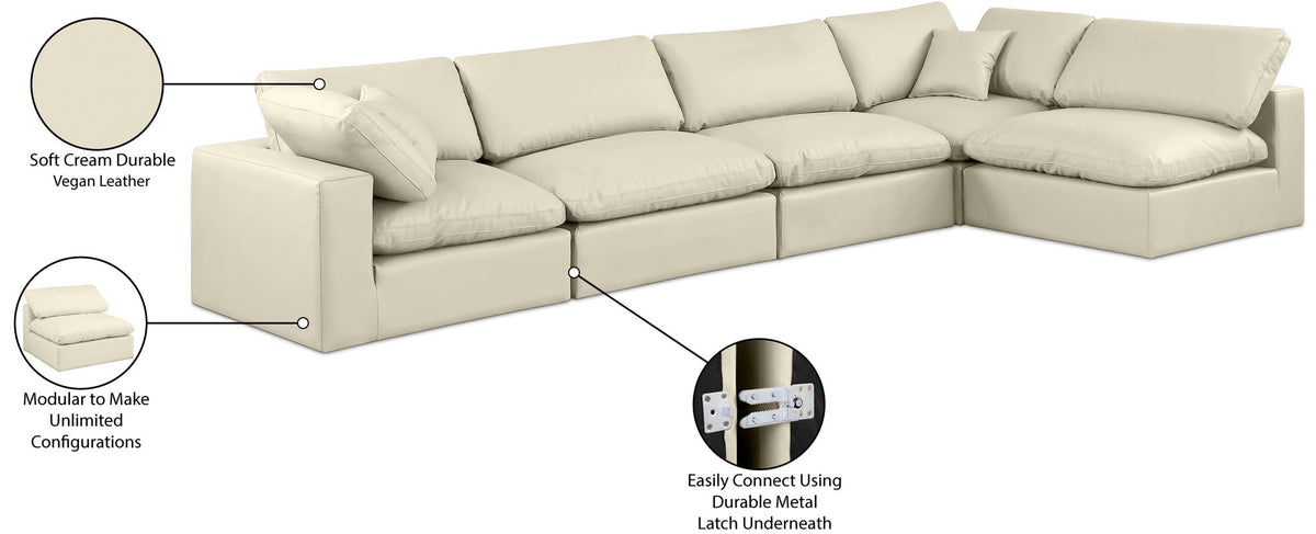 Comfy - 5 Piece Faux Leather Modular Sectional