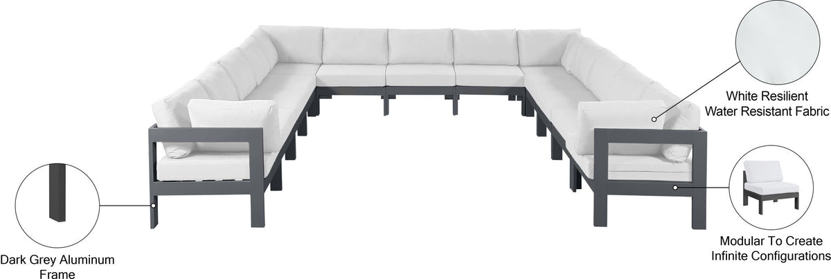 Nizuc - Outdoor Patio 13 Piece Modular Sectional With Gray Frame