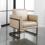 Alexandra - Accent Chair - Brass / Brown / White