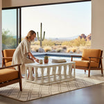 Breeze - Powder Coated Metal Rectangle Outdoor Coffee Table With Sintered Stone Table Top - Cream