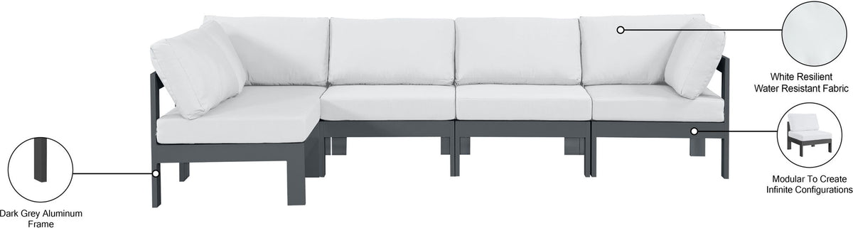 Nizuc - Outdoor Patio 5 Piece Modular Sectional With Gray Frame