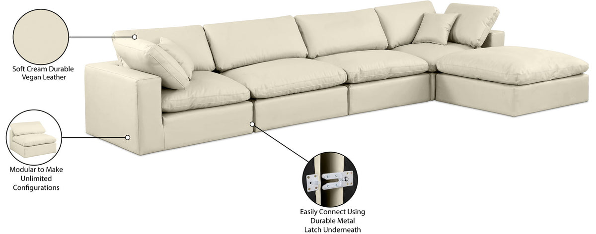 Comfy - 5 Piece Faux Leather Modular Sectional With Chaise