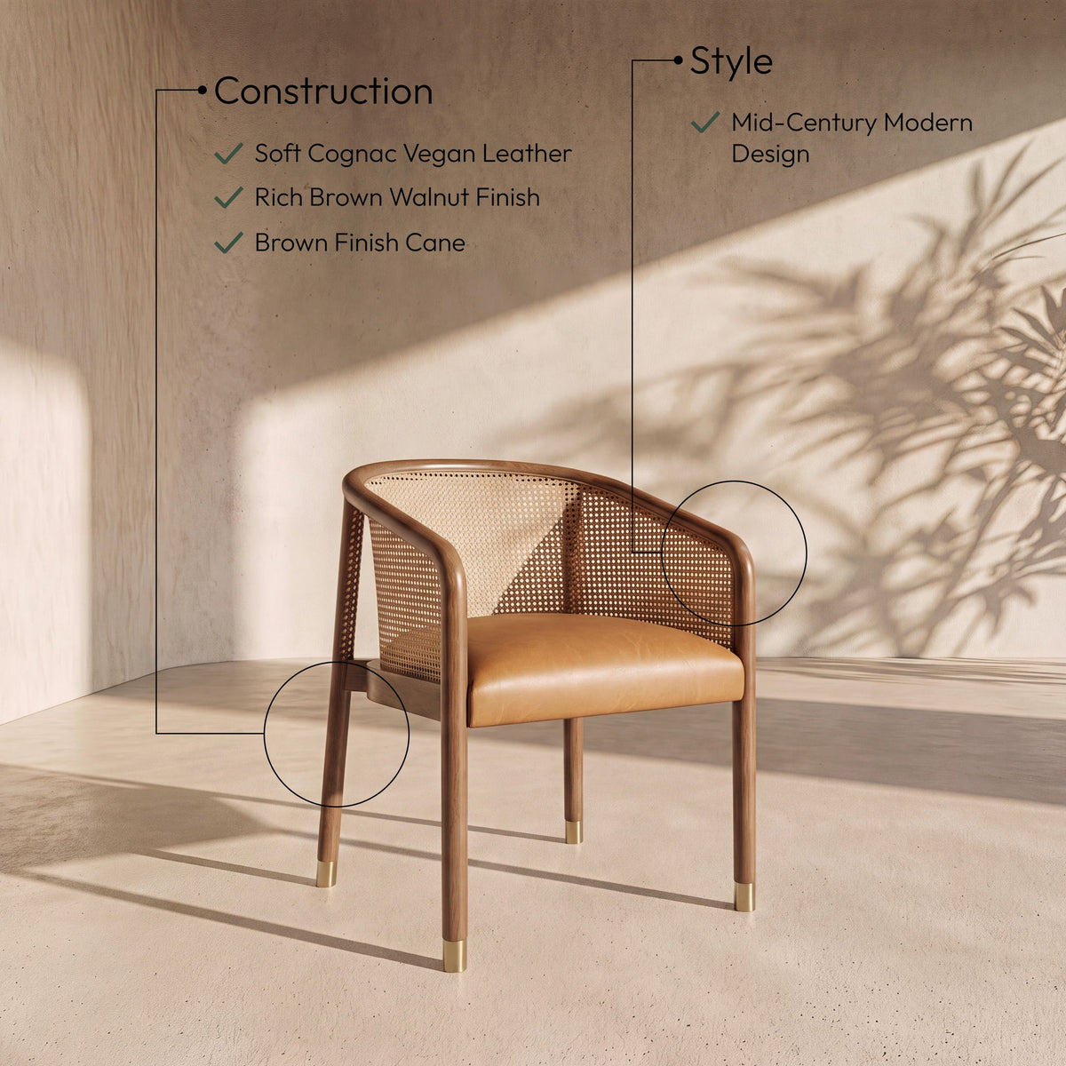 Sylvan - Vegan Leather Dining Chair (Set of 2) - Brown Frame