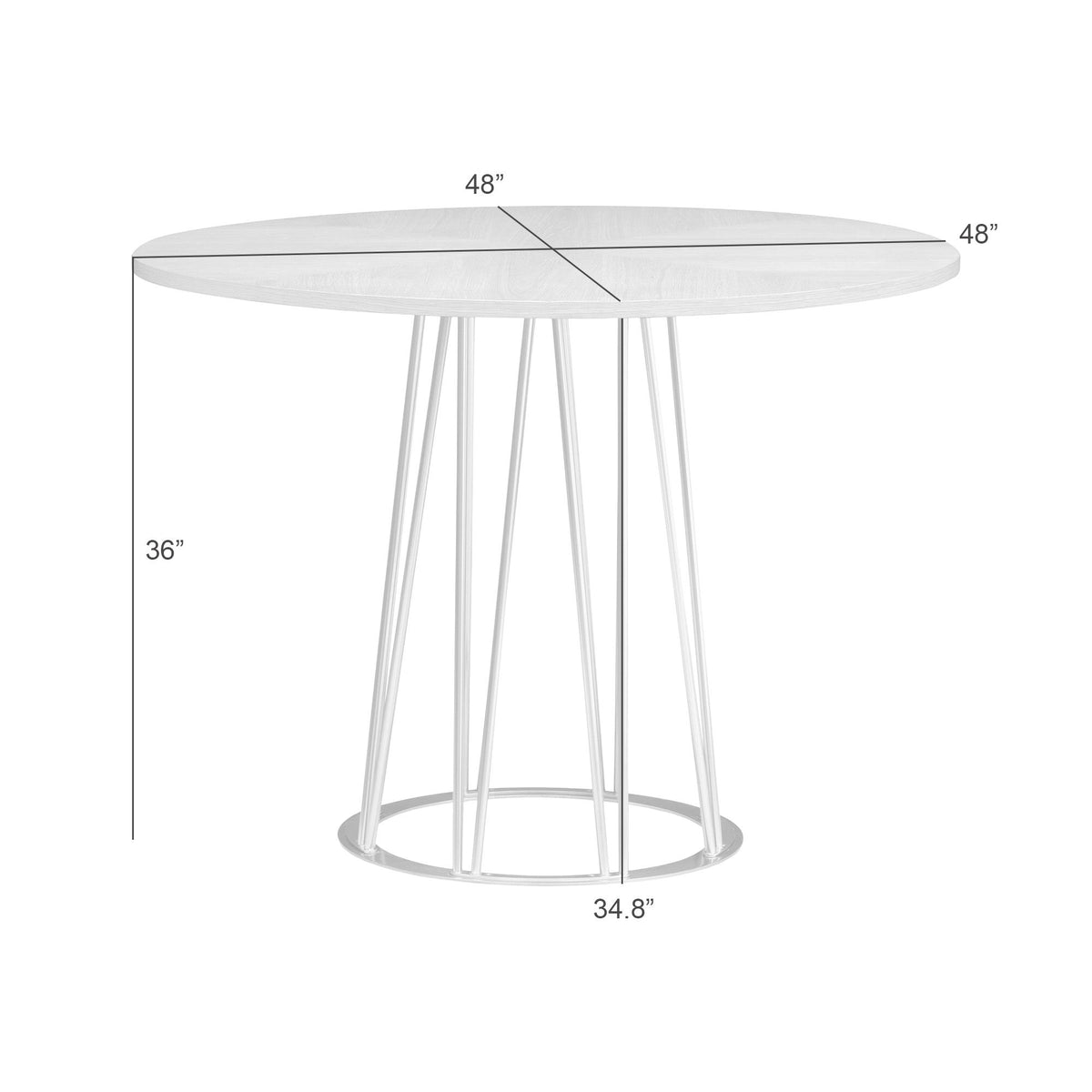 Santorini - Mid-Century Round Wood 48" Pedestal Base Dining Table Seats Up To 4 - Light Cashew / Natural