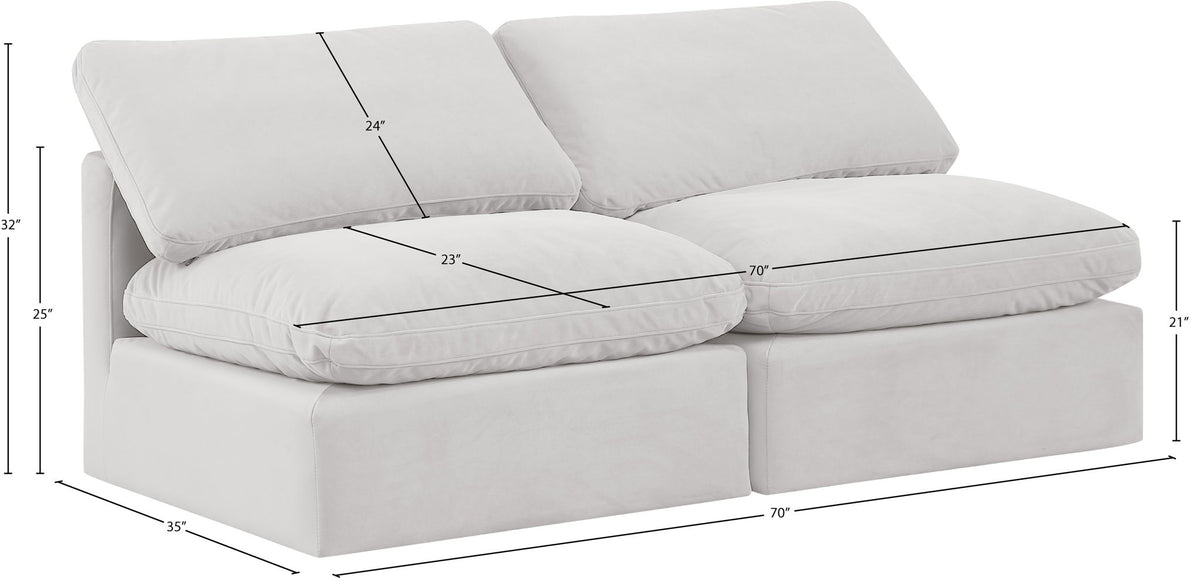 Indulge - Velvet 2 Seat Modular Armless Sofa