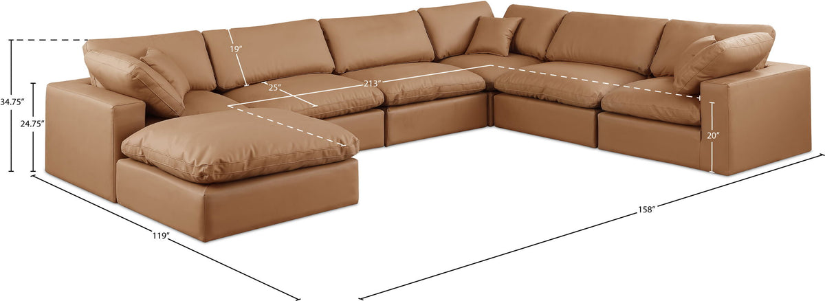 Comfy - 7 Piece Faux Leather Modular Sectional With Chaise