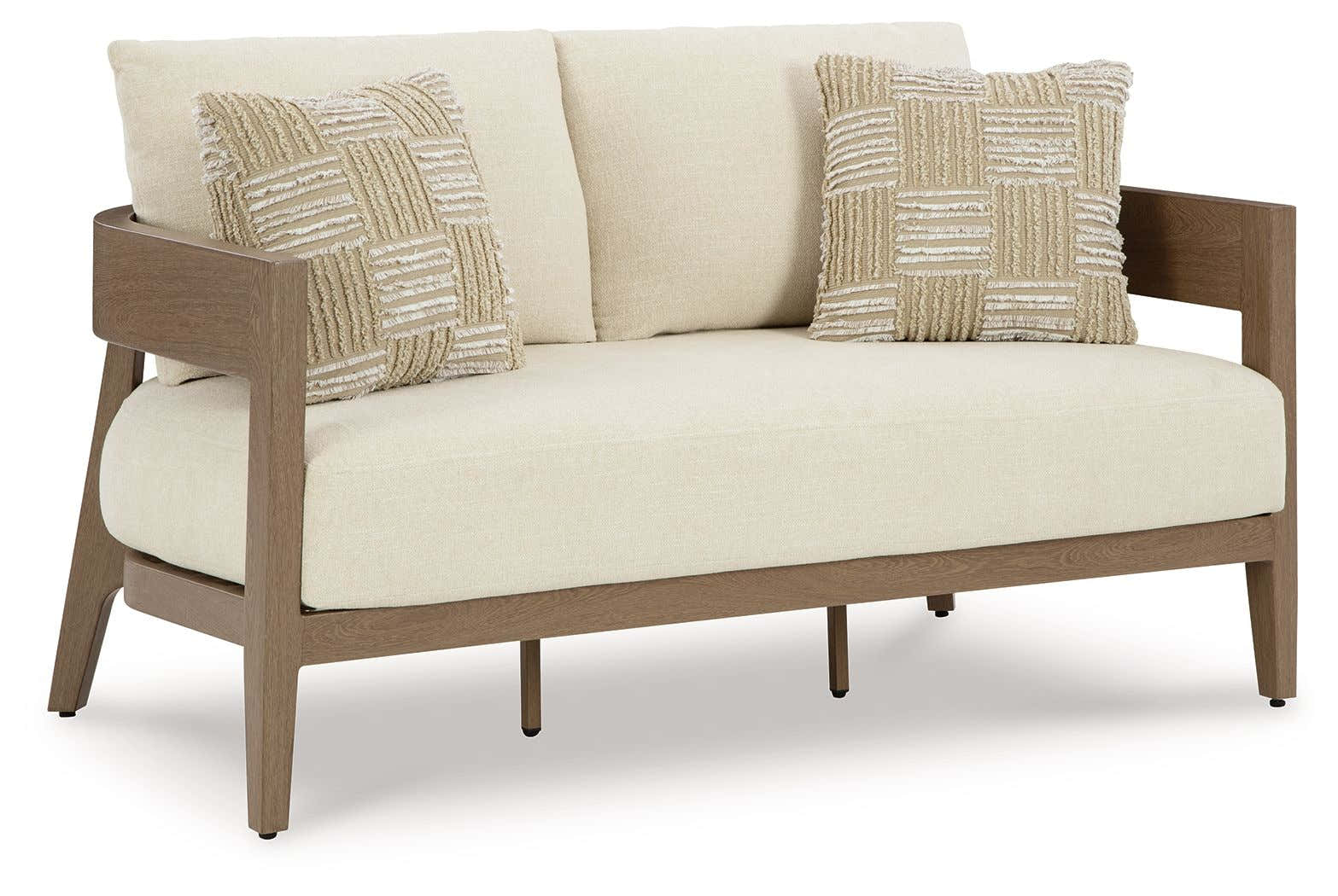 Serene Bay - Loveseat With Cushion - Dark Brown / White