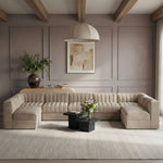 Rummi - Velvet Performance Fabric Upholstered 7 Piece Modular Sectional (With 2 Corner Chairs)