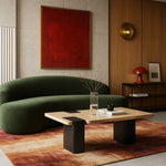 Ravenna - Genuine Travertine Top And Oak Wood Base Table