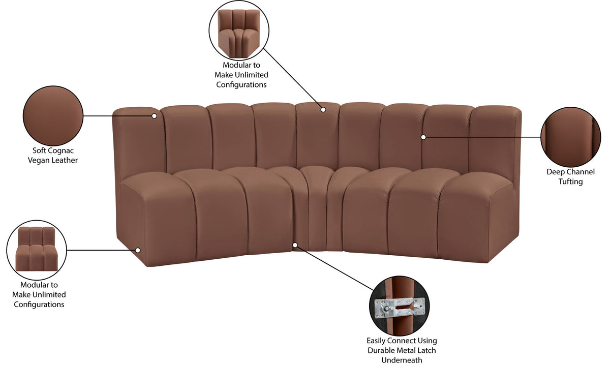 Arc - Faux Leather 3 Piece Modular Corner Sofa