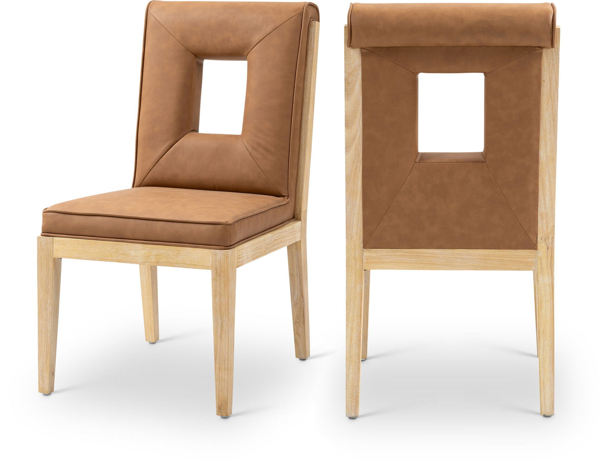 Gwendolyn - Faux Leather Dining Side Chair With Natural Frame (Set of 2)