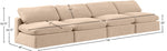 Comfy - Velvet Modular Armless Sofa 4 Seats