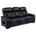 Zuma Dual Power Reclining Sofa with Reading Lights and Storage Black