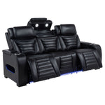 Zuma Dual Power Reclining Sofa with Reading Lights and Storage Black