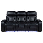 Zuma Dual Power Reclining Sofa with Reading Lights and Storage Black