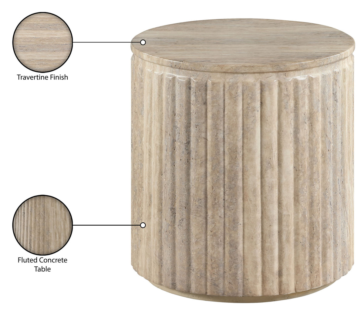 Catania - Concrete Indoor/Outdoor End Table - Travertine