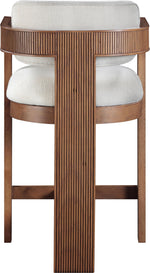 Sacha - Linen Stool With Brown Base