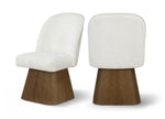 Marlowe - Linen Textured Fabric Upholstered Swivel Dining Side Chair - Stained Brown