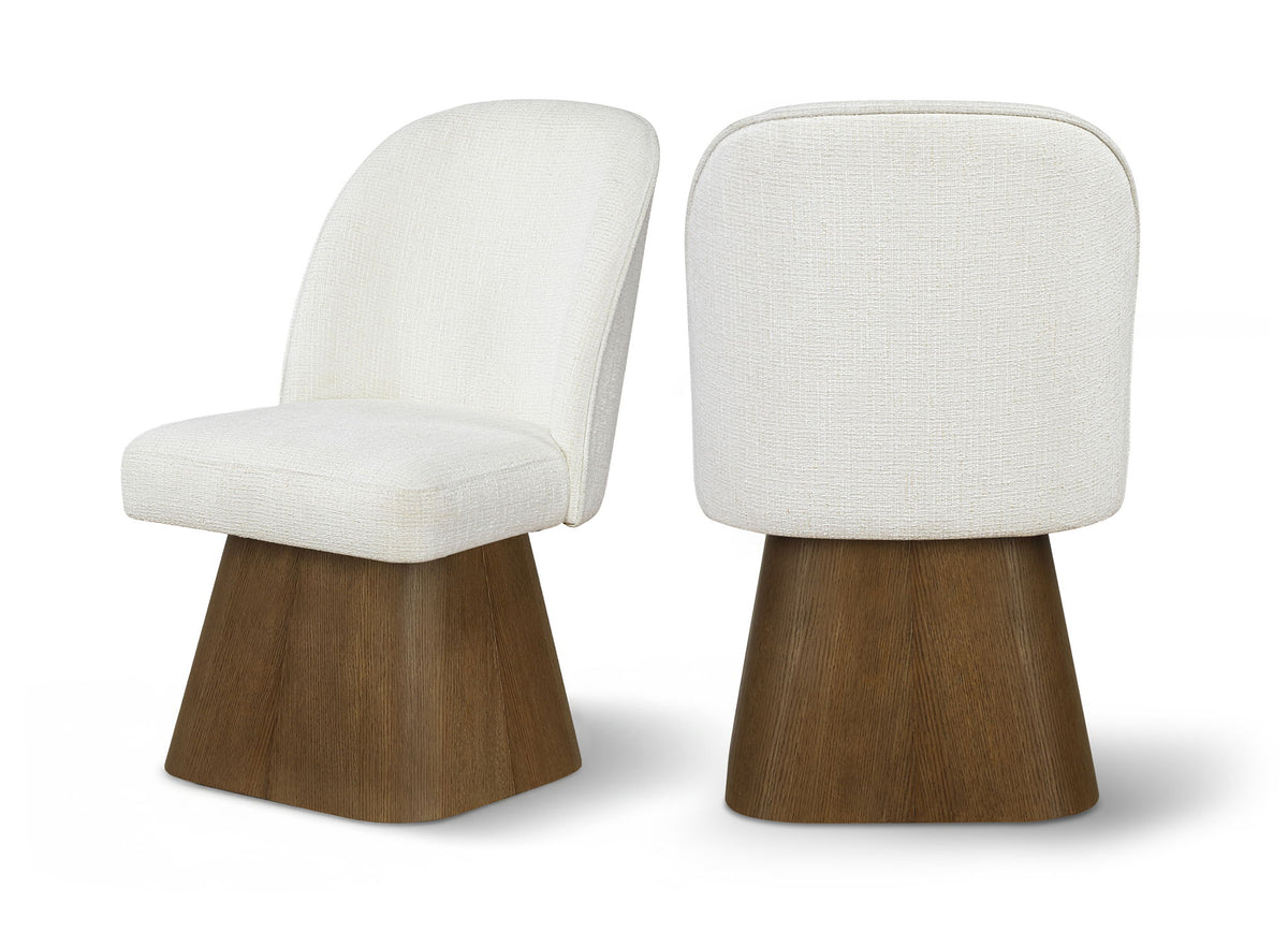 Marlowe - Linen Textured Fabric Upholstered Swivel Dining Side Chair - Stained Brown