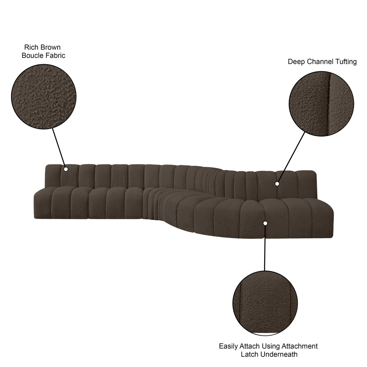 Arc - Boucle Fabric 7 Piece Modular Sofa
