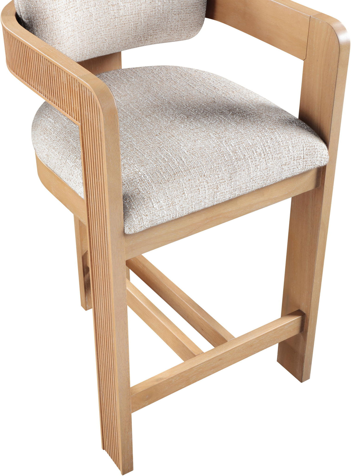 Sacha - Linen Stool With Natural Base