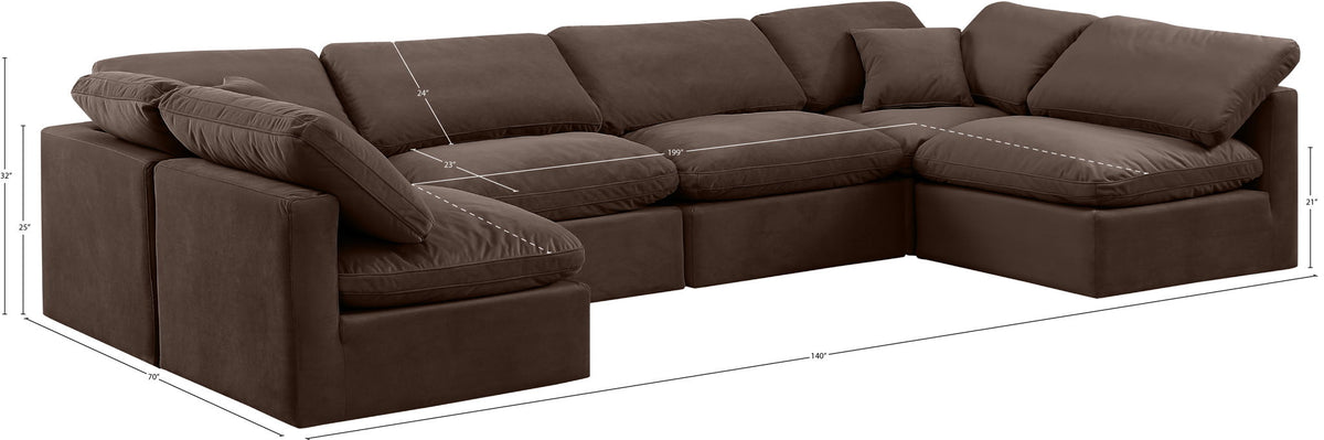 Indulge - Velvet 6 Piece Modular U-Shaped Sectional