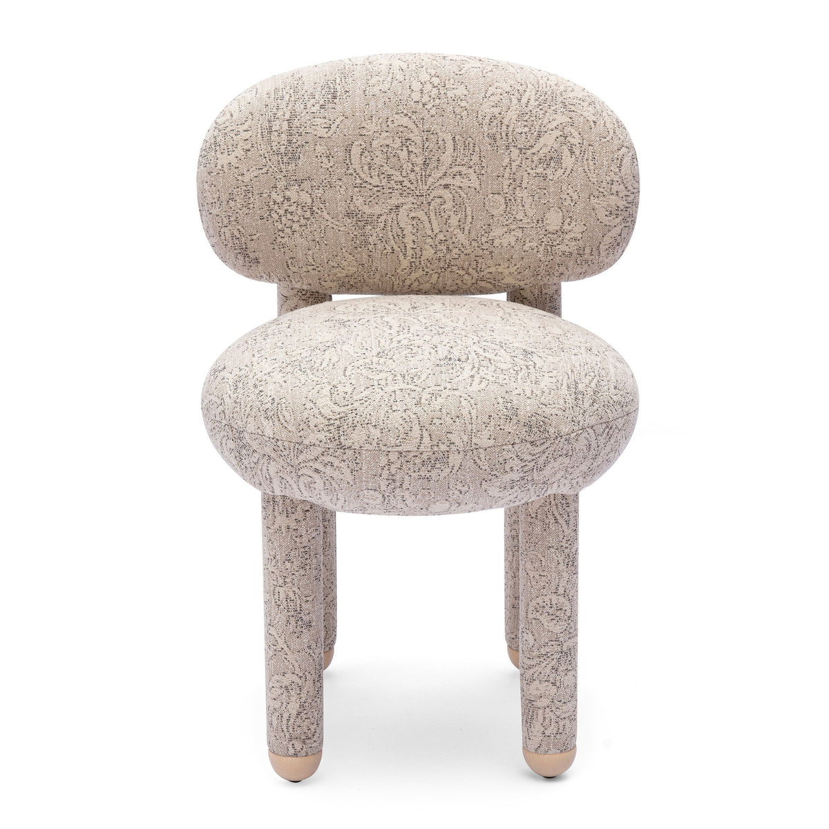 Manu - Floral Jacquard Dining Chair - Neutral
