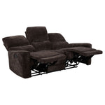 Navarro Chenille Upholstered Reclining Sofa Dark Brown