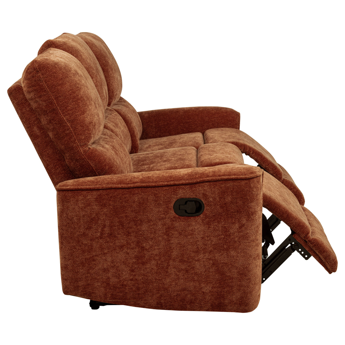 Navarro Chenille Upholstered Reclining Sofa Burnt Orange