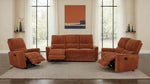 Navarro Chenille Upholstered Reclining Sofa Burnt Orange