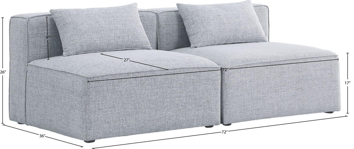 Cube - Linen Modular 2 Seat Armless Sofa