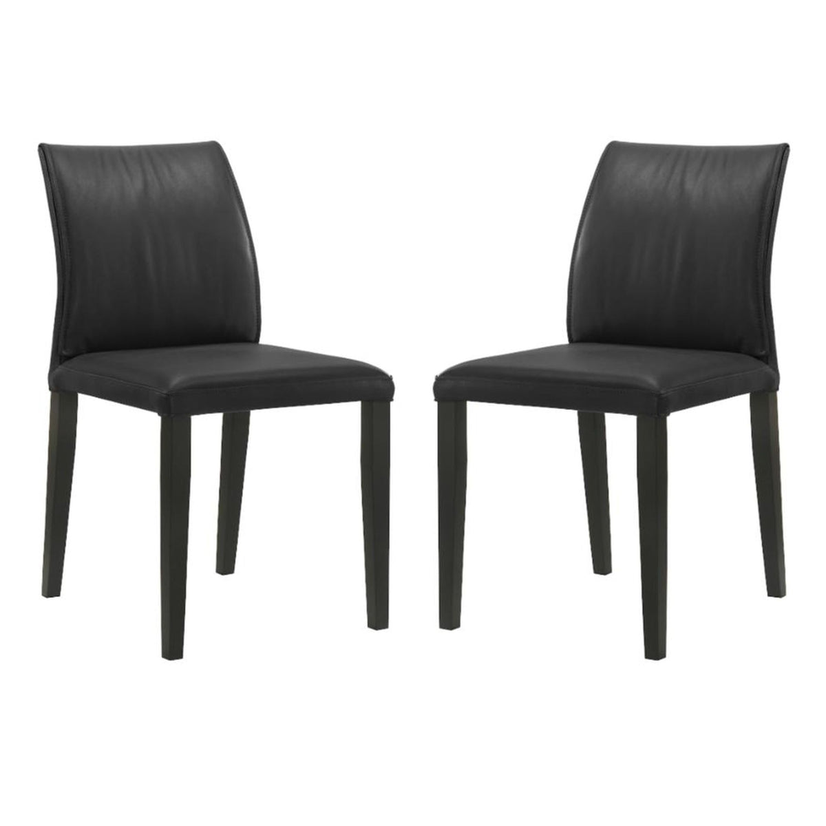 Velena - Full Back Top Grain Leather Upholstered Wood Dining Chairs (Set of 2) - Black