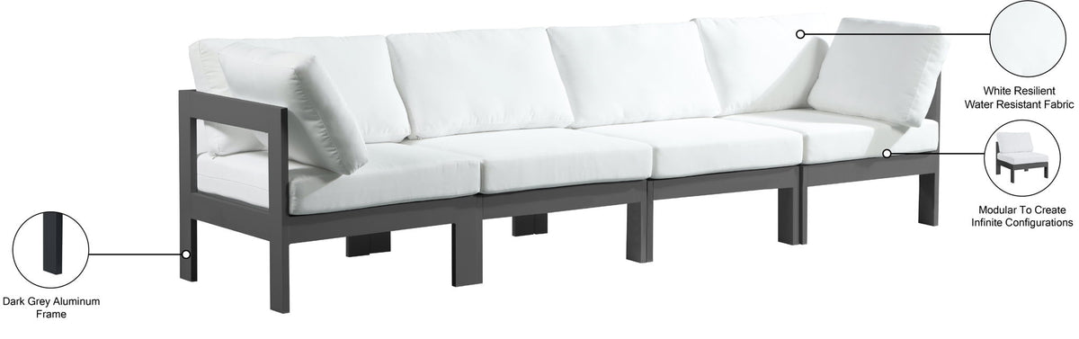 Nizuc - Outdoor Patio 4 Seat Modular Sofa With Gray Frame