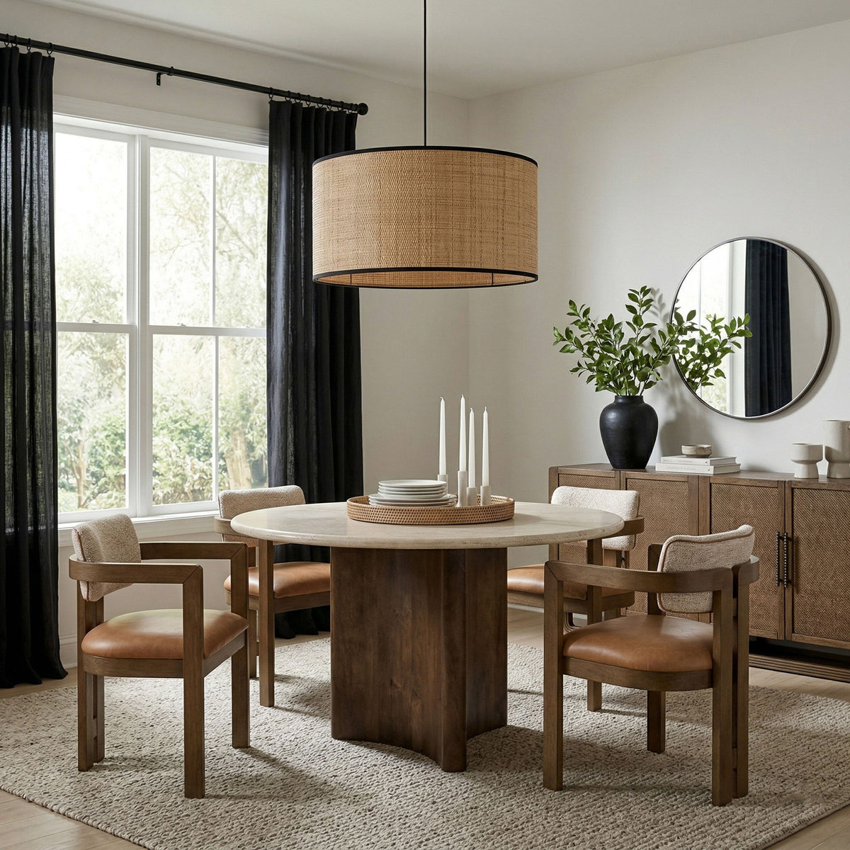 Pietra - Travertine And Mango Wood Dining Table