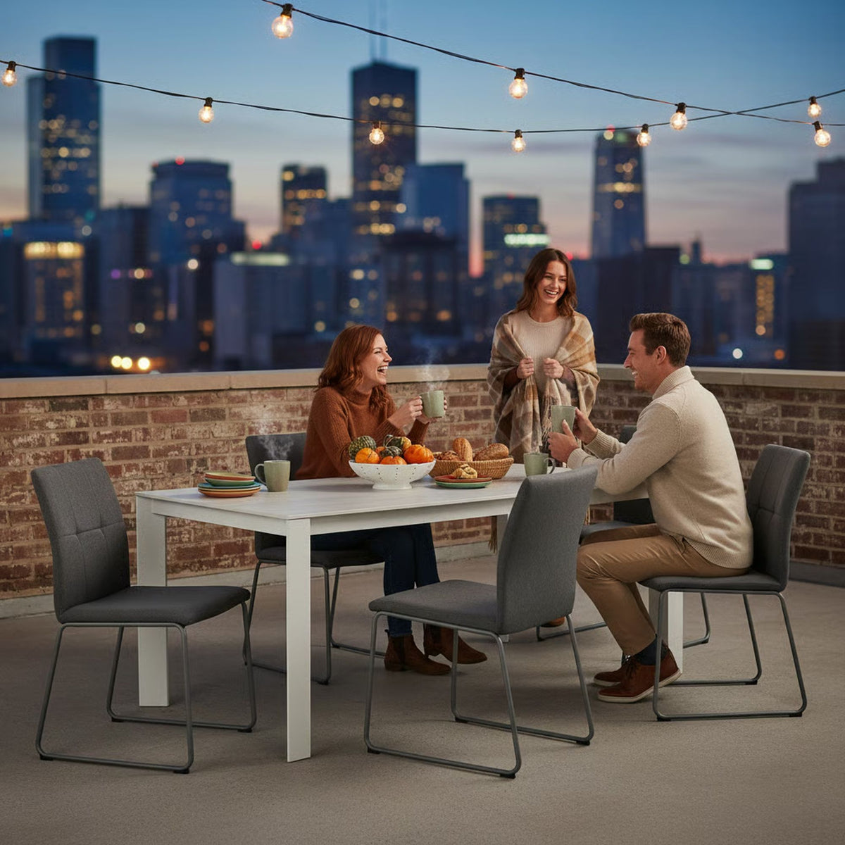Breeze - Powder Coated Metal Rectangle Outdoor Dining Table With Sintered Stone Table Top - Cream