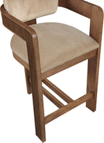 Sacha - Velvet Stool With Brown Base