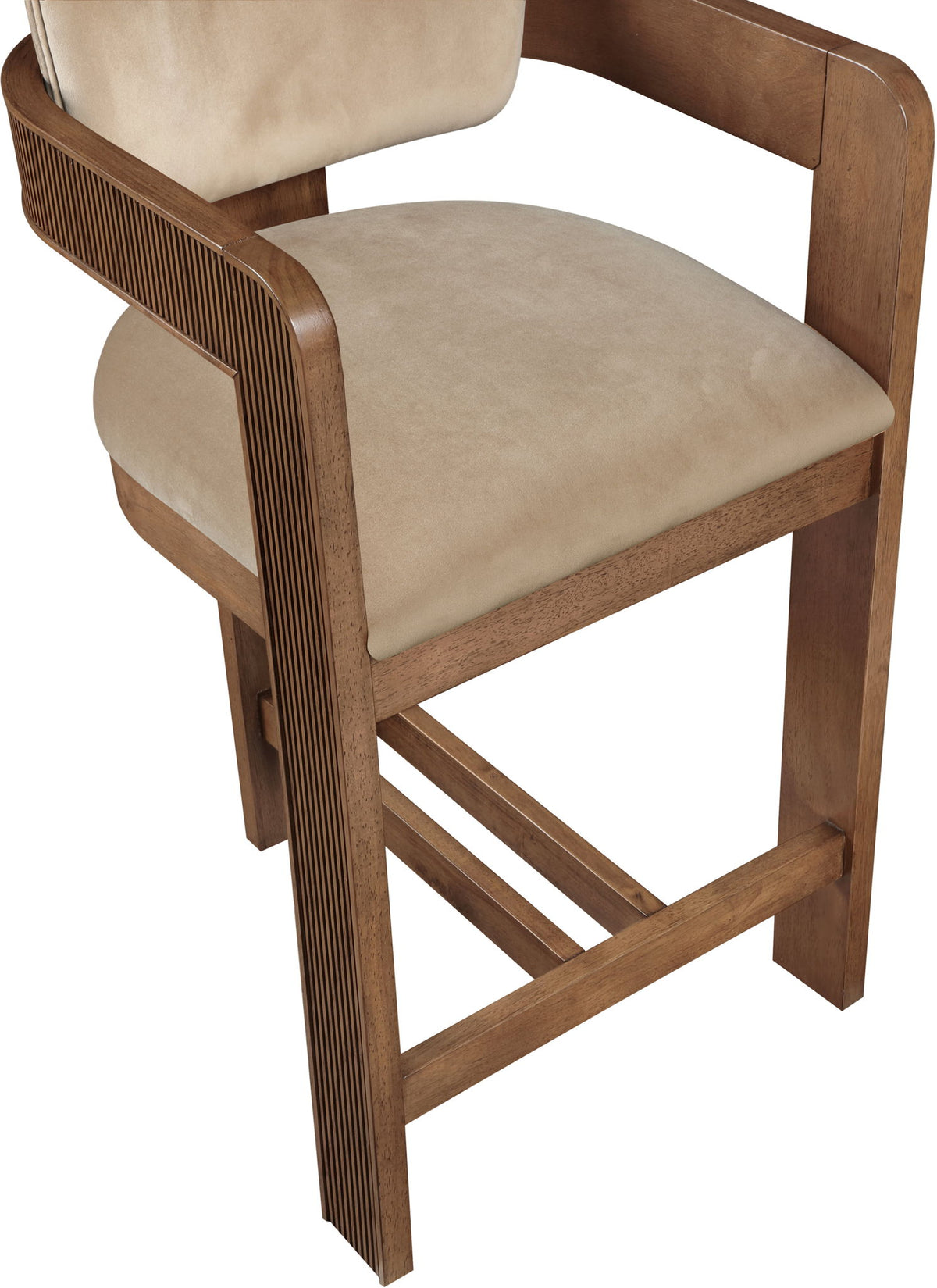 Sacha - Velvet Stool With Brown Base