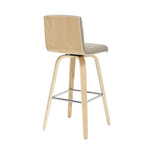 Vienna - 39.5" Swivel Bar Height Square Back Wood Bar Stool With Faux Leather Seat