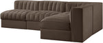 Rummi - Armless Velvet Performance Fabric Upholstered 4 Piece Modular Sectional