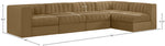 Rummi - Velvet Performance Fabric Upholstered 5 Piece Modular Sectional, L-Shaped (Right)