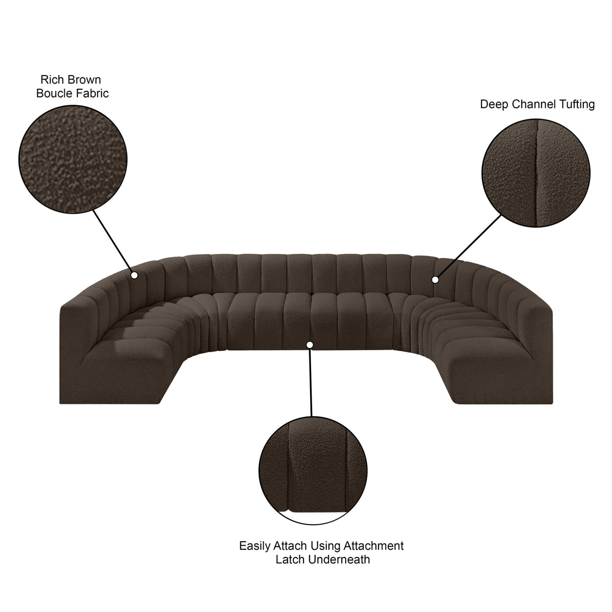 Arc - Boucle Fabric 8 Piece Modular Sofa