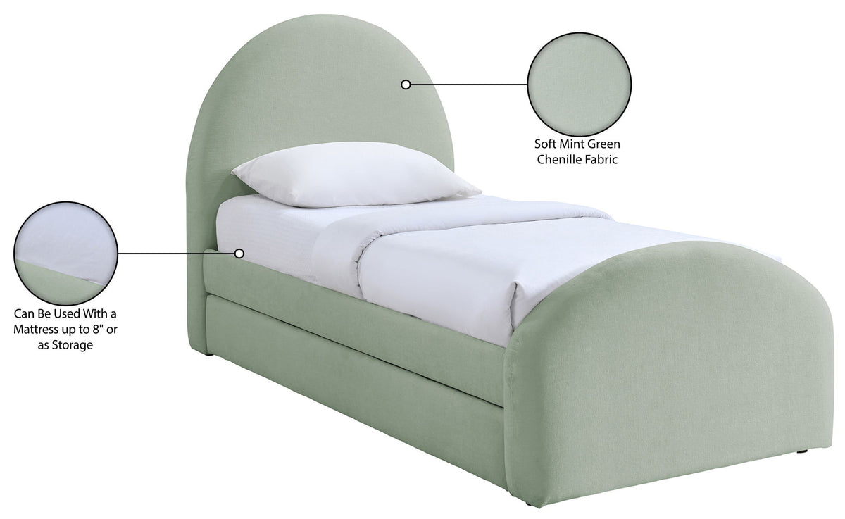 Andaz - Chenille Fabric Upholstered Trundle Bed