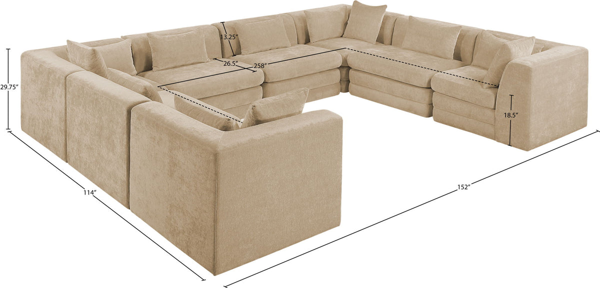 Stellar - 8 Piece Chenille Fabric Upholstered Modular Sectional