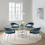 Morgan - Upholstered Dining Chair (Set of 2) - Brushed Silver / Blue