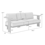 Ciela - Outdoor 3 Seat Sofa With Rattan Trim Aluminum Frame And Clouded Taupe Cushions - Dark Bronze / Gray
