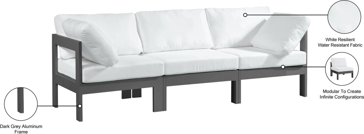 Nizuc - Outdoor Patio 3 Seat Modular Sofa With Gray Frame